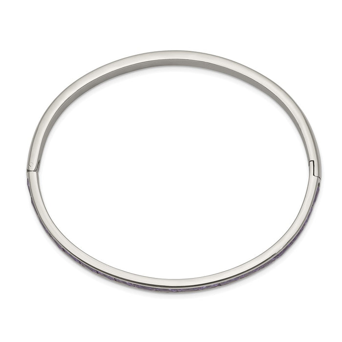 Exclusive Polished Purple CZ 5mm Hinged Bangle | Stylish Chisel Stainless Steel-2