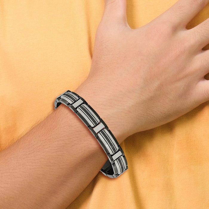 Shop Stylish Chisel Polished Black IP-Plated Stainless Steel Bracelet - 8.75"-4