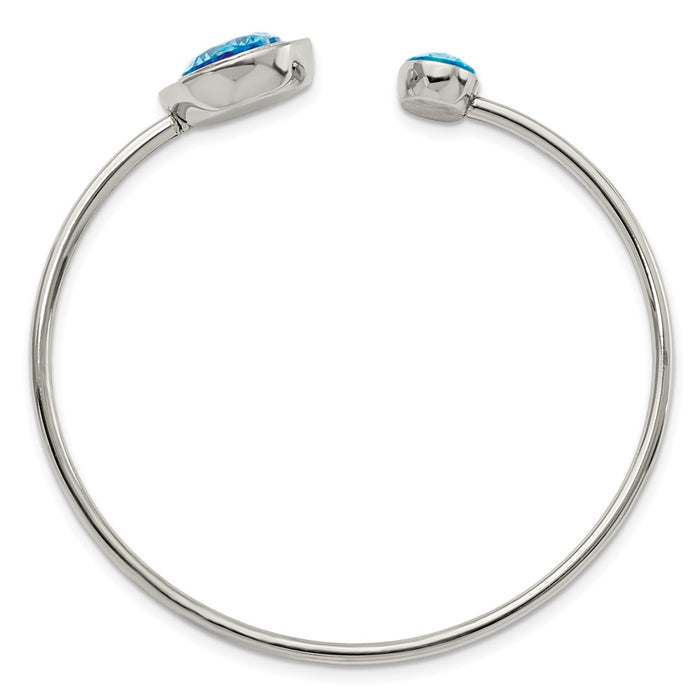 Exclusive Polished Stainless Steel Chisel Cuff Bangle | Stylish CZ Accents-2