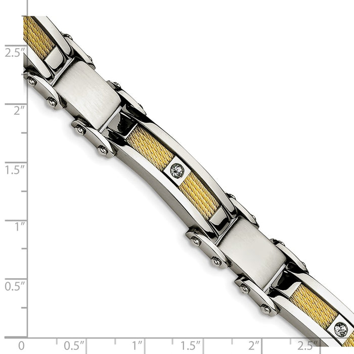 Shop Stylish Chisel Polished Stainless Steel Cable Link Bracelet - 8.5" CZ-4