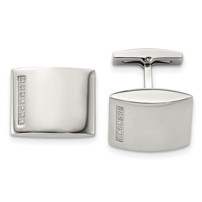 Buy Stylish Polished Stainless Steel CZ Cufflinks - High-Quality Accessory!-1