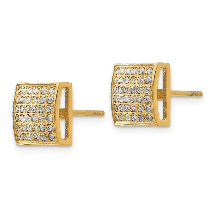 Buy Stylish 3/8 Carat Diamond Square Post Earrings in Yellow IP-Plated Steel-2