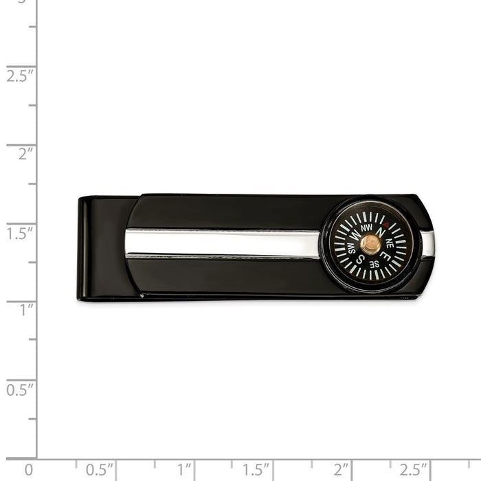 Buy Stylish Chisel Polished Black IP-Plated Compass Money Clip - 4.5" Long-3