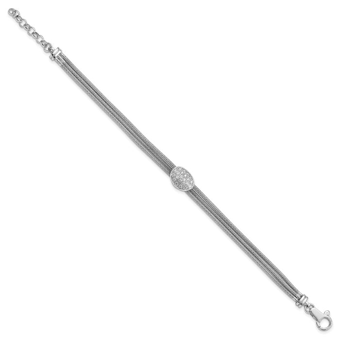 Shop Stylish Sterling Silver CZ Bracelet with 1-Inch Extension - Affordable Luxury-2