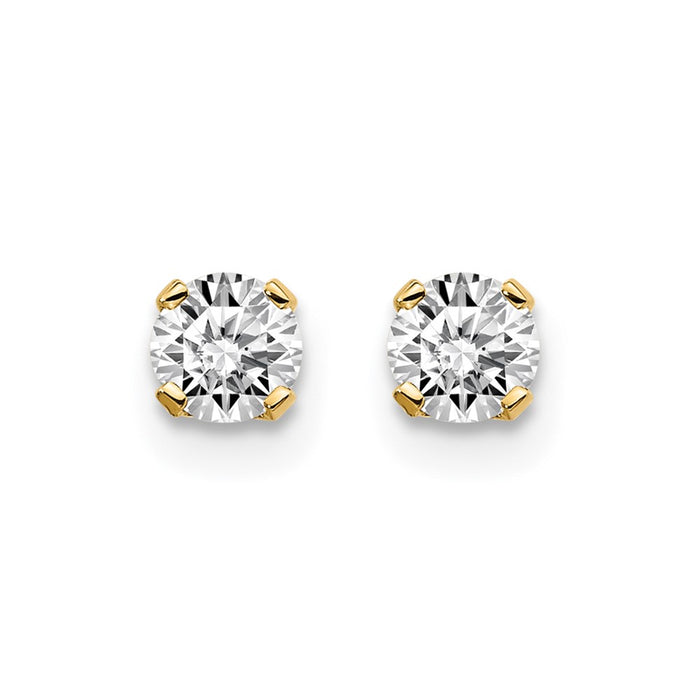 High-Quality 14K Yellow Gold .30ct I2 K-L Diamond Push-On Earrings - Stylish Value-3