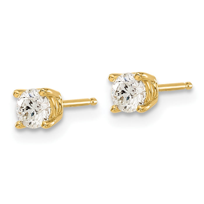 Exclusive 14K Gold .50ct I1 J-K Diamond Stud Earrings - Stylish Value!-2