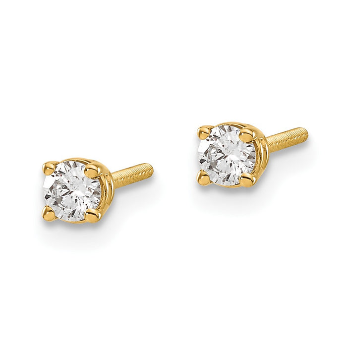 High-Quality 14K Gold .20ct Diamond Stud Earrings - Stylish Thread-On Closure-2