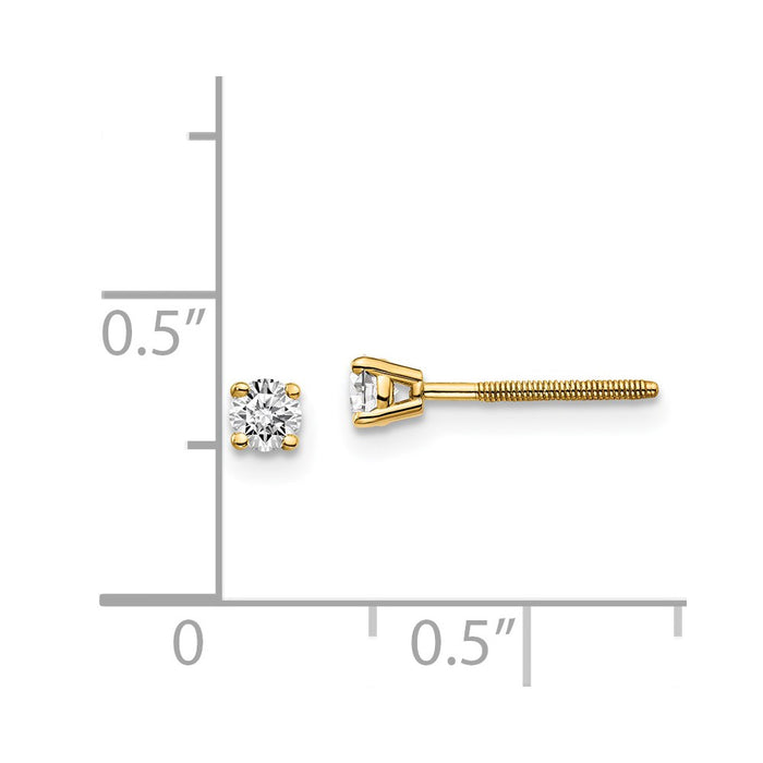 High-Quality 14K Gold .20ct Diamond Stud Earrings - Stylish Thread-On Closure-4