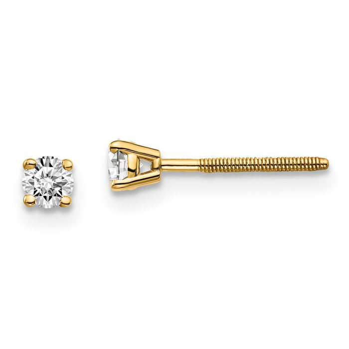 High-Quality 14K Gold .20ct Diamond Stud Earrings - Stylish Thread-On Closure-1