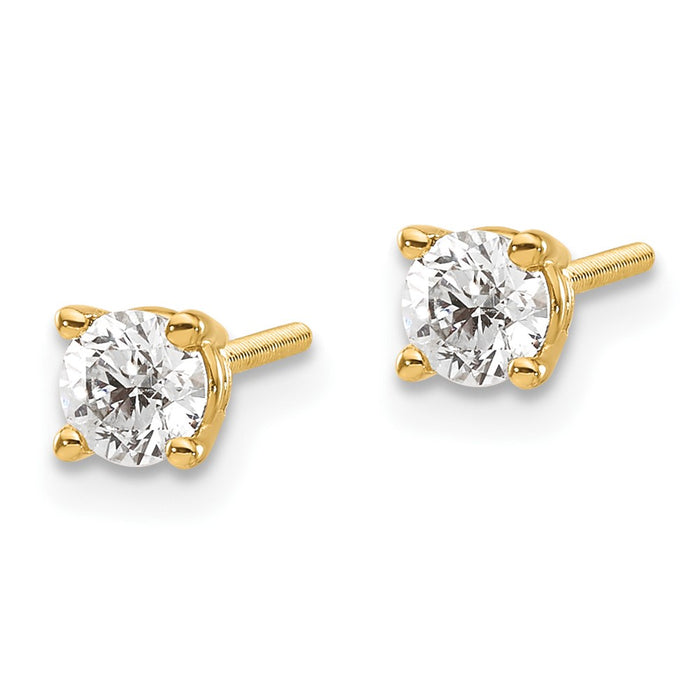 High-Quality 14K Gold 0.50ct SI3 G-I Diamond Stud Earrings - Stylish Value!-2