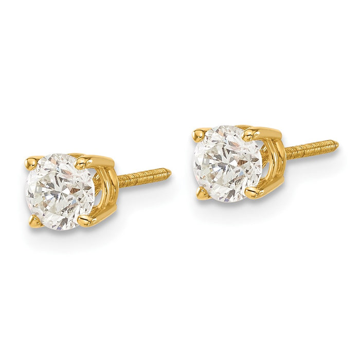 Buy 14K Yellow Gold Diamond Stud Earrings 0.95ct SI3 - Stylish Value!-2