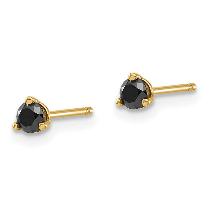 Shop Stylish 14K Gold Black Diamond Stud Earrings, 1/4 Carat, Luxury Value!-2