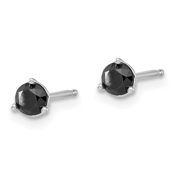 Designer 14K White Gold 1/2 Carat Black Diamond Stud Earrings - Luxury Value-2