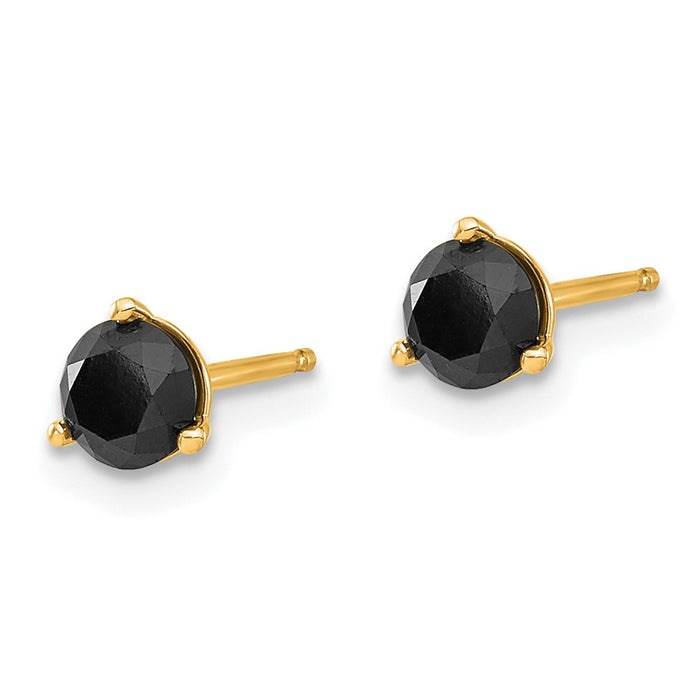 Buy Stylish 14K Gold Black Diamond Stud Earrings - 3/4 Carat Value Deal-2