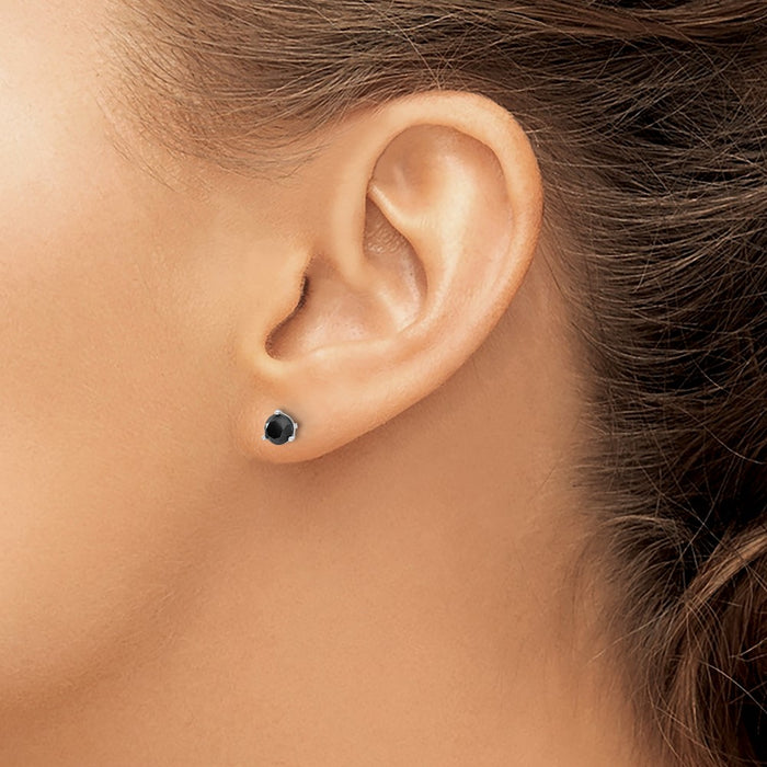 Buy Exclusive 14K White Gold 3/4 Carat Black Diamond Stud Earrings - Stylish Value-3