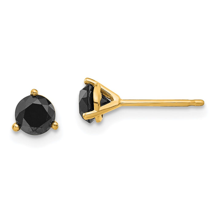 Buy Stylish 14K Gold Black Diamond Stud Earrings - 3/4 Carat Value Deal-1