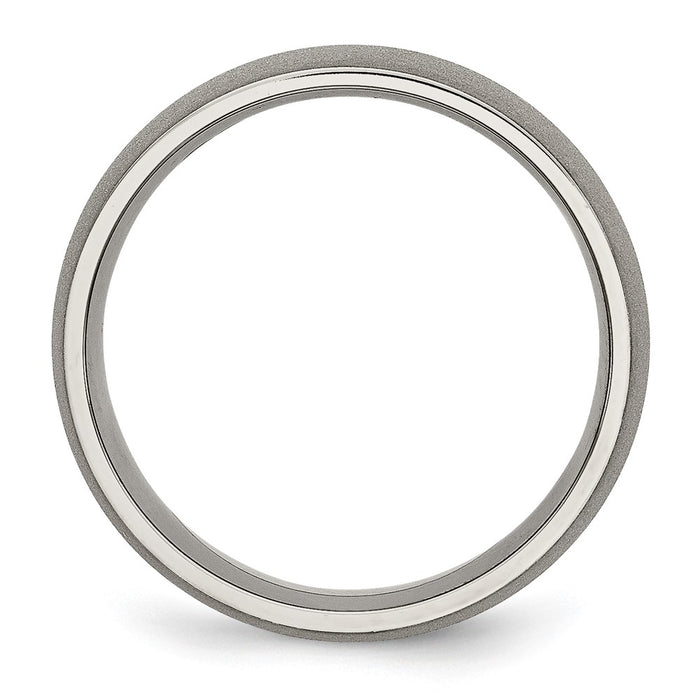 Buy Exclusive 7mm Titanium Half Round Band with Stone Finish - Stylish Value!-2