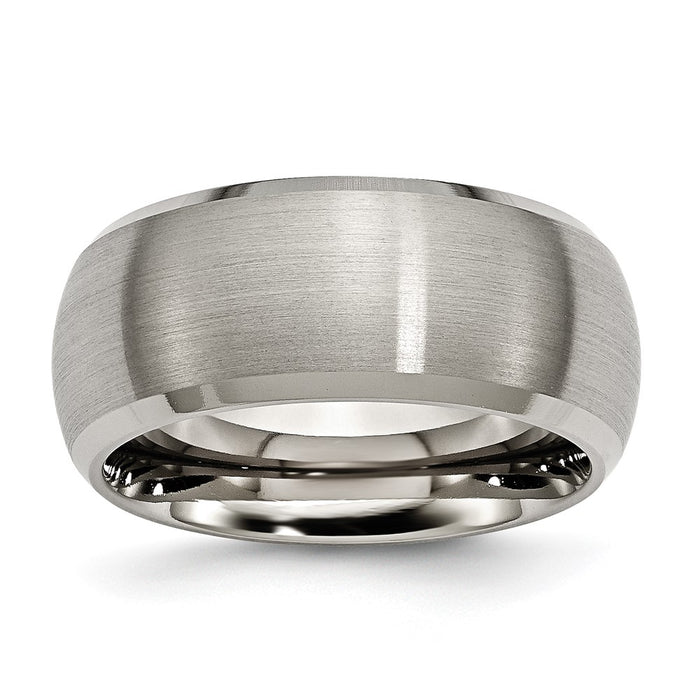 Buy Stylish 10mm Titanium Beveled Edge Band - Satin & Polished Finish-1