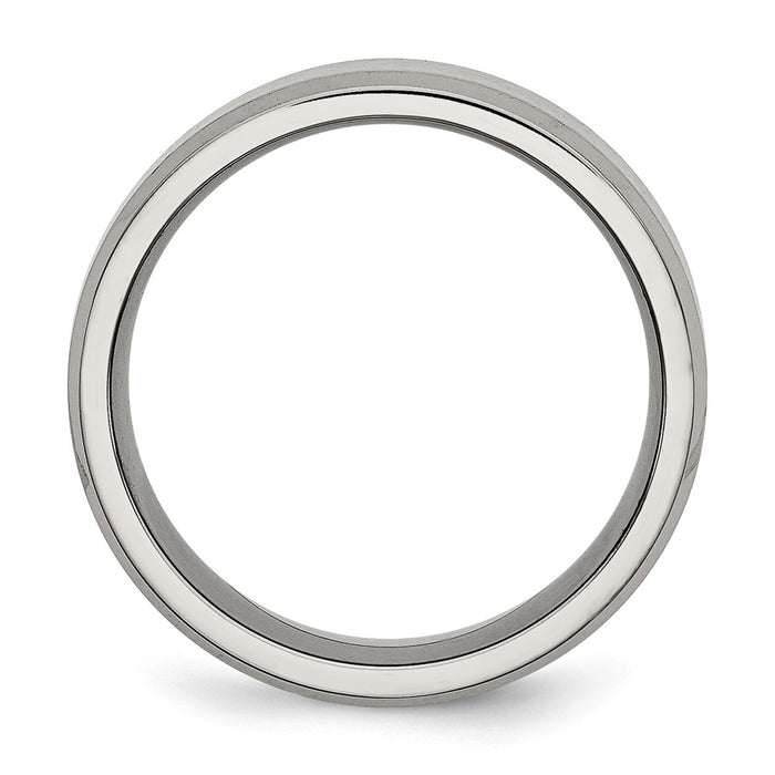 Buy Stylish 8mm Beveled Edge Titanium Band | High-Quality Brushed & Polished Finish-2