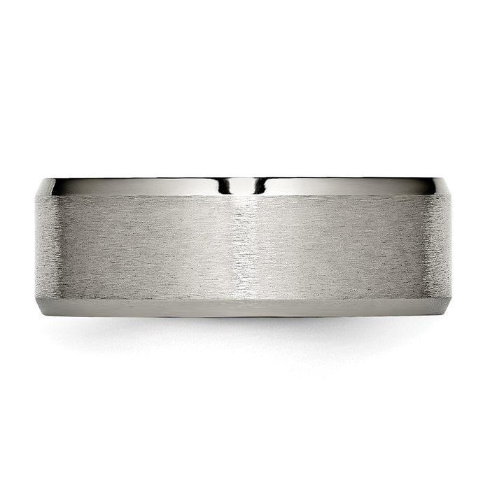 Buy Stylish 8mm Beveled Edge Band in Brushed & Polished Titanium-3