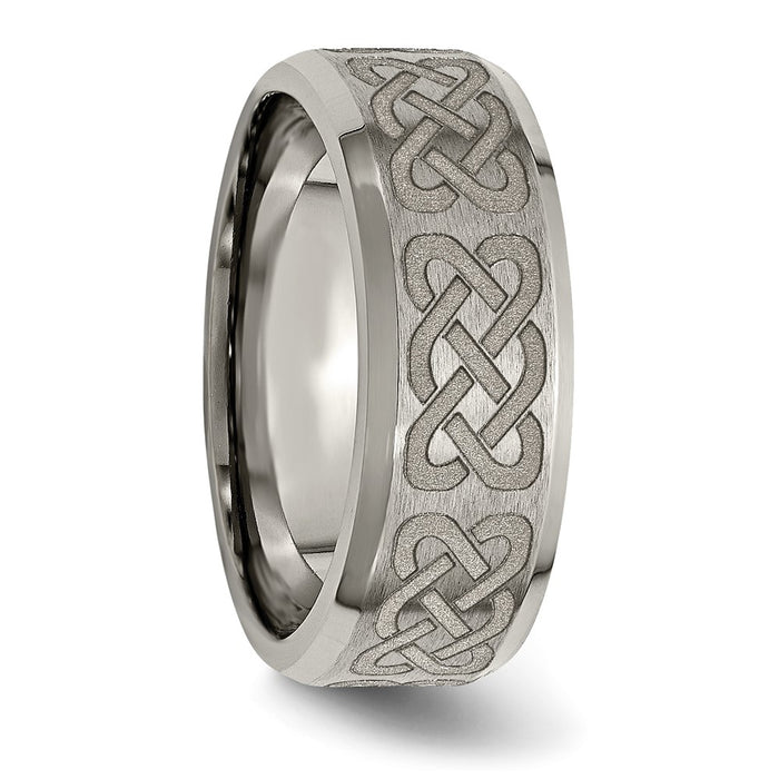 Exclusive 8mm Titanium Celtic Beveled Edge Band - Stylish & Engraved Design-4
