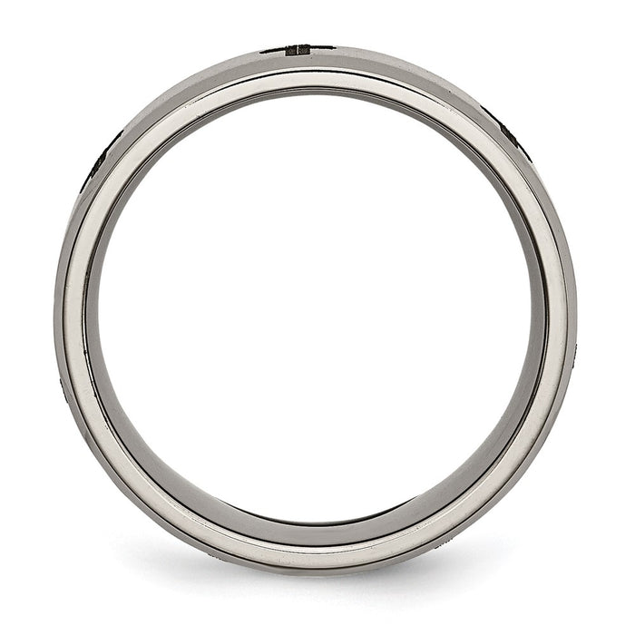 Buy Stylish 8mm Titanium Beveled Edge Band with Brushed & Polished Design-2