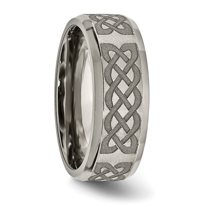 High-Quality Celtic Laser-Engraved 8mm Titanium Band - Stylish & Affordable!-4