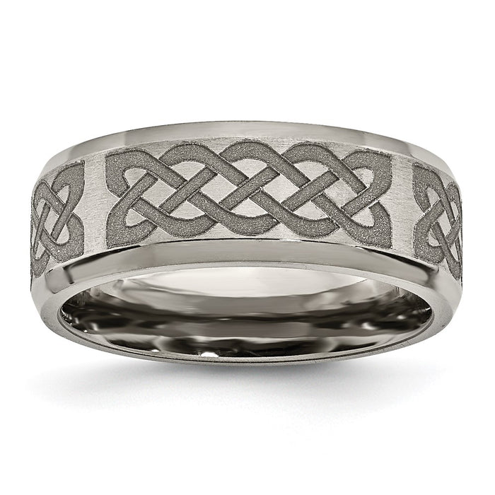 Buy Stylish Celtic Laser-Engraved 8mm Titanium Band - Affordable Luxury Design-1