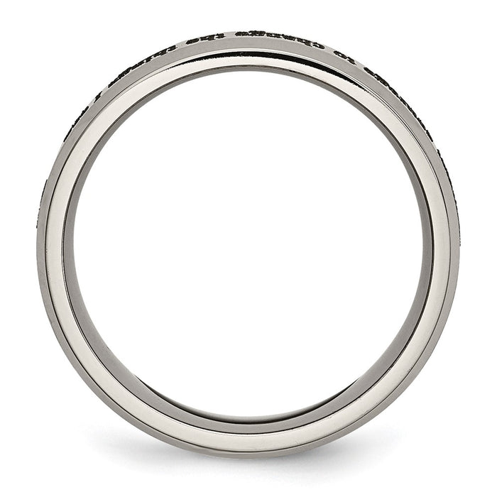 Buy Stylish Chiseled Titanium 8mm Beveled Band with Serenity Laser Design-2