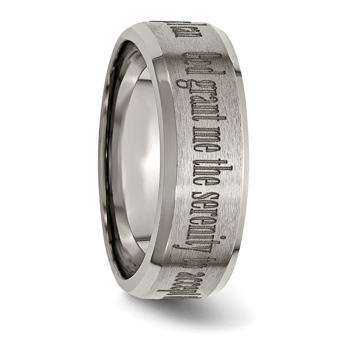 Buy Stylish 8mm Chiseled Titanium Beveled Band with Laser Design - Affordable Luxury!-5