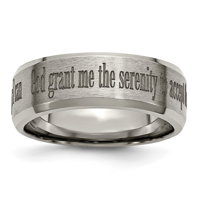 Exclusive 8mm Brushed & Polished Titanium Beveled Band - Stylish Serenity Design-1