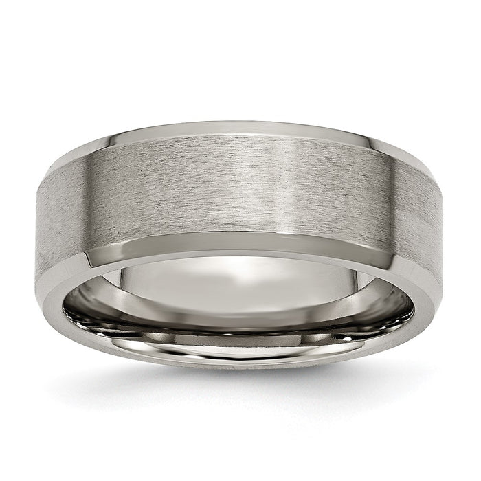 Exclusive 8mm Brushed & Polished Titanium Beveled Edge Band - Luxury Value-1