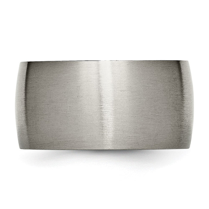 Exclusive Brushed Titanium 12mm Half Round Chisel Band - Affordable Luxury Ring-3