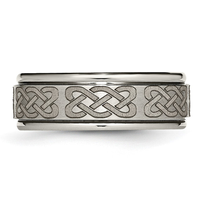 Exclusive 8mm Celtic Laser-Engraved Titanium Band - Stylish Brushed Finish-3