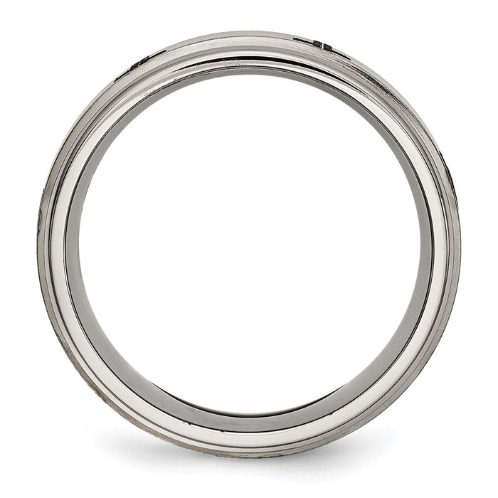 Buy Stylish 8mm Brushed & Polished Titanium Cross Band with Ridged Edges-2