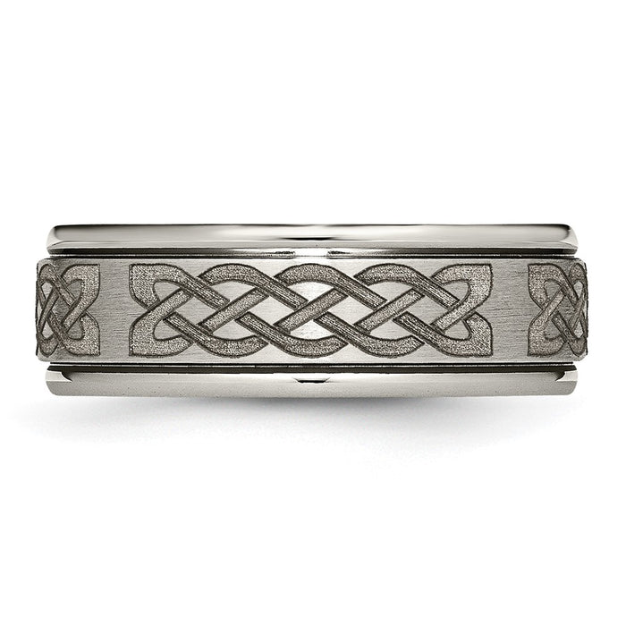 Exclusive 8mm Brushed & Polished Titanium Celtic Band - Stylish & Durable-3