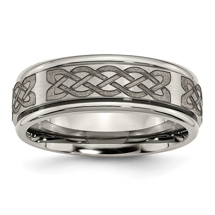 Buy Stylish Celtic Laser-Engraved 8mm Titanium Band - Affordable Luxury Design-1