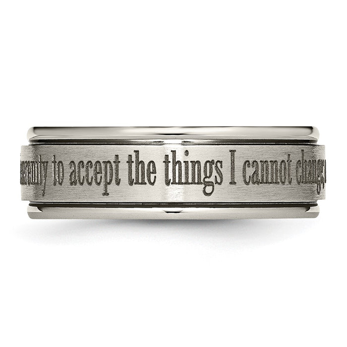 Buy Stylish Chiseled Titanium 8mm Ridged Edge Band with Laser Design-3