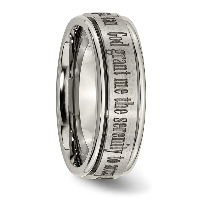 High-Quality 8mm Chiseled Titanium Serenity Band - Stylish Laser-Engraved Edge-5