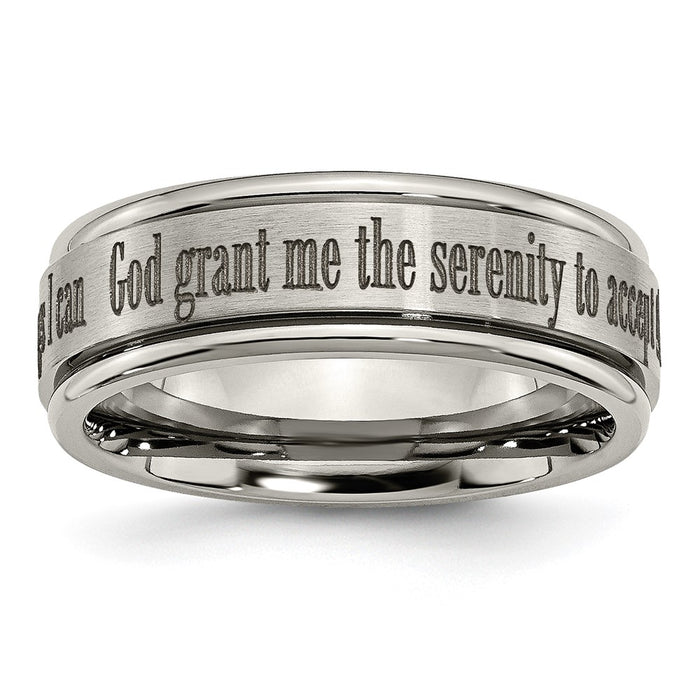Buy High-Quality 8mm Chiseled Titanium Serenity Band - Stylish Laser Engraving-1