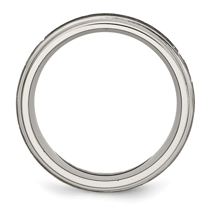 Buy Stylish 8mm Titanium Ridged Edge Band | Brushed & Polished Laser Design-2