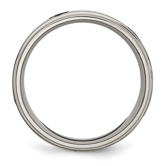 Buy Stylish 8mm Chiseled Titanium Band with Masonic Design - Luxury Edge-2