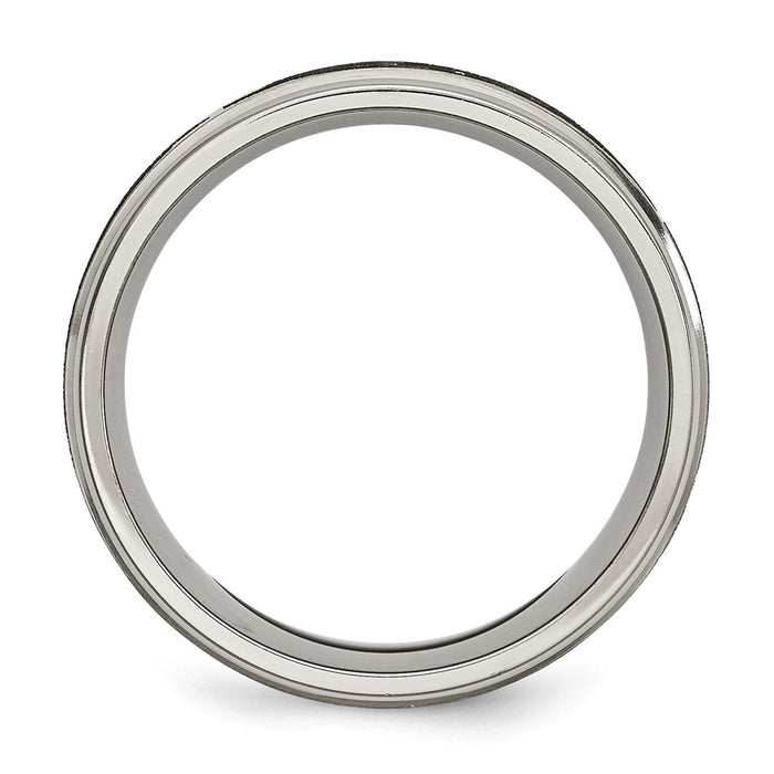 Buy Stylish Titanium 8mm Ridged Edge Band - Brushed & Polished Design-2