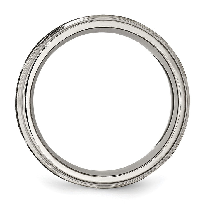 Buy Stylish Titanium Chisel 8mm Ridged Edge Band - Brushed & Polished Design-2