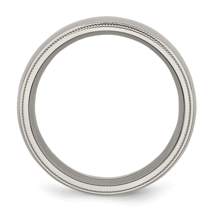 High-Quality 8mm Chisel Titanium Polished Band | Stylish Grooved Design-2