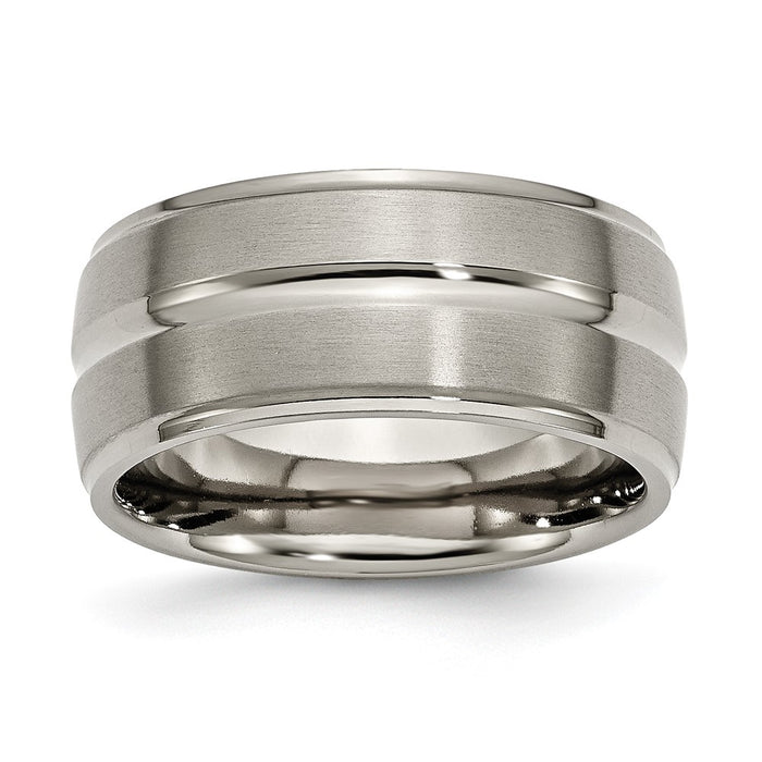 High-Quality 10mm Chiseled Titanium Grooved Band - Stylish Brushed Finish-1
