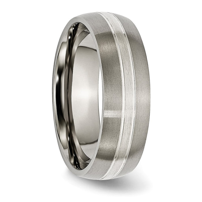 Buy High-Quality 7mm Chiseled Titanium Band with Sterling Silver Inlay-4
