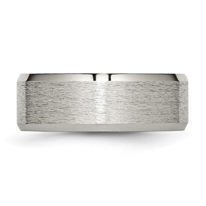 Buy Stylish 8mm Chisel Titanium Satin & Brushed Beveled Edge Band - Affordable Luxury-3