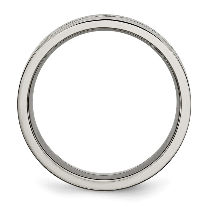 Buy Stylish Brushed Titanium 8mm Flat Band with Chiseled Cross Design-2