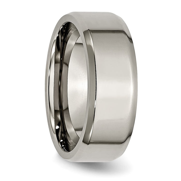 High-Quality 8mm Beveled Edge Polished Titanium Ring | Stylish & Affordable-4